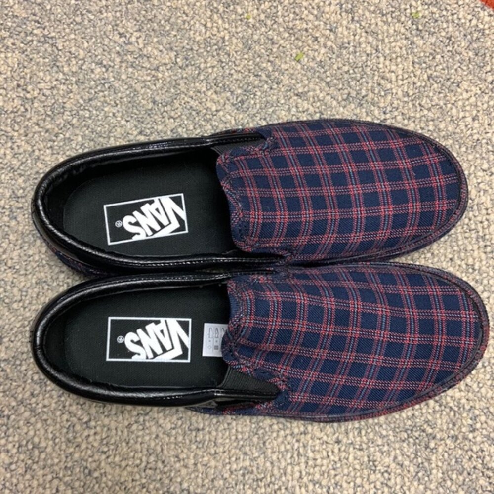 Vans Checkered Navy and Red Slip-On Sneakers